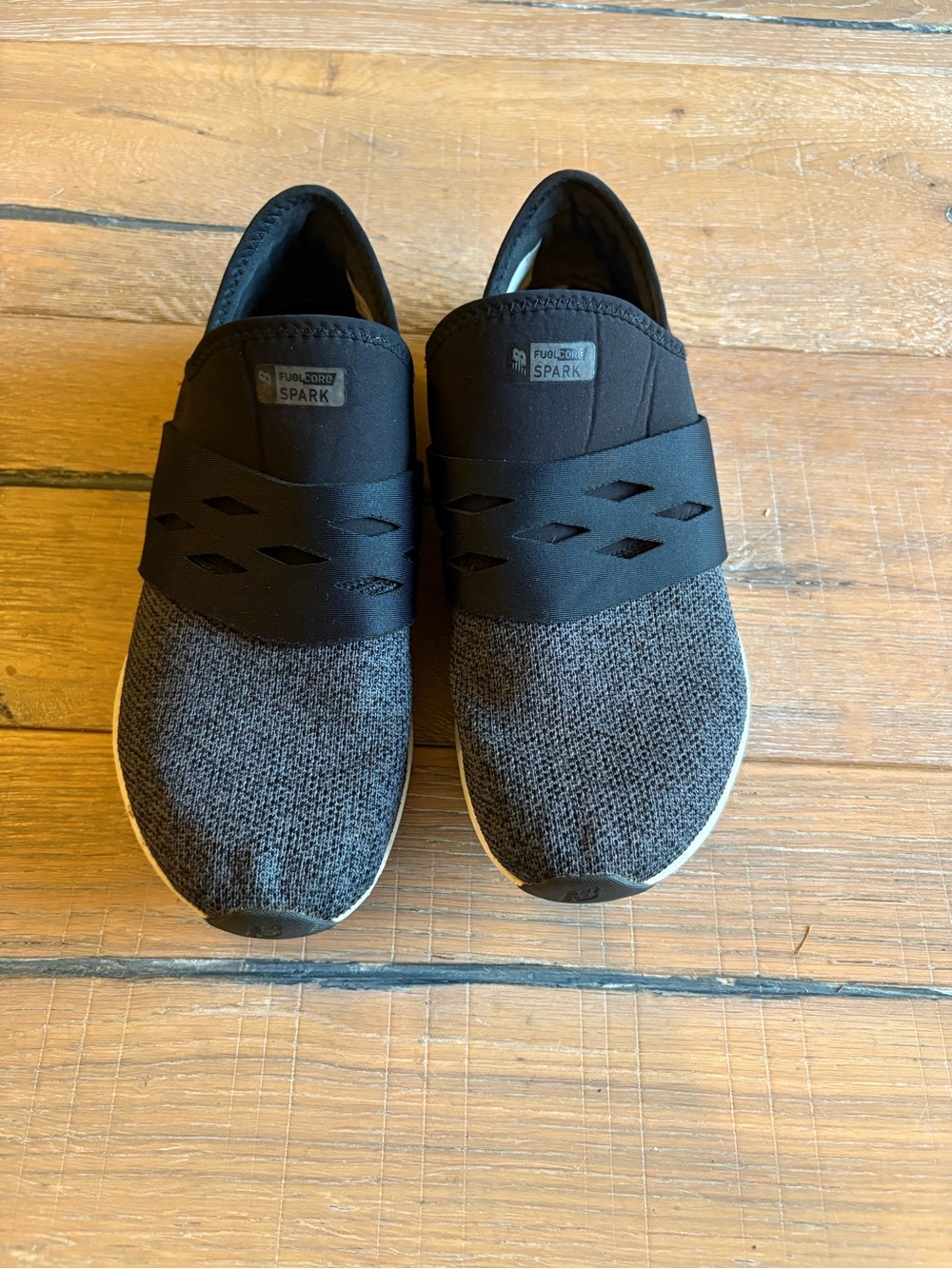Skechers Womens Black and Gray Slip-On Spark Sneakers